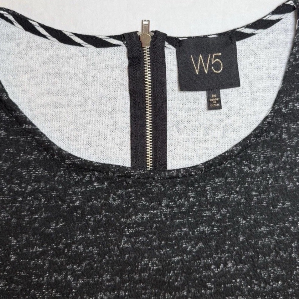 W5 Anthropologie Black Heathered Pullover Sweater Shirt Back Zip Size M USA Made - Picture 3 of 8
